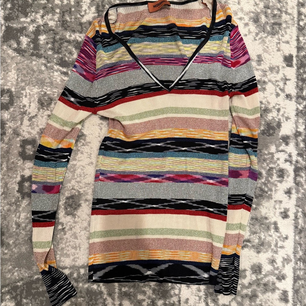 Missoni Colorful Striped V-Neck Top